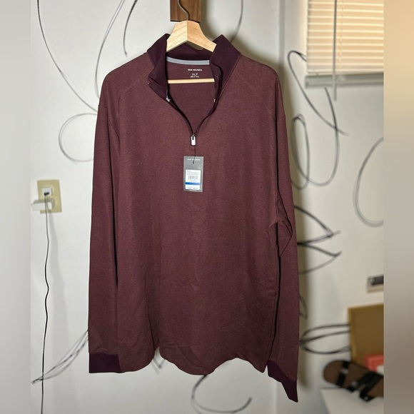 NEW Van Heusen Men’s 3/4 Zip Pullover “Wine Tasting” Burgandy Long Sleeve XLTall - Picture 1 of 6